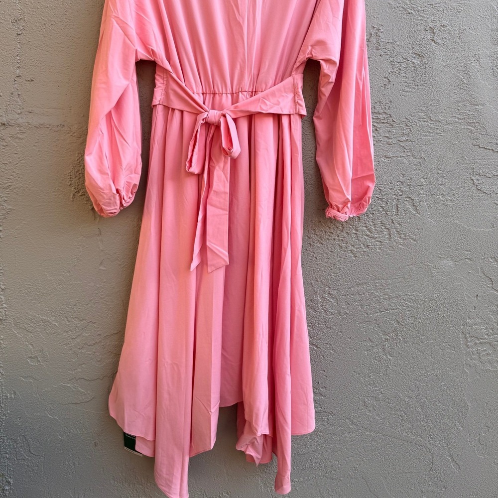 Halara NEW Womens Pink Long Sleeve Flowy Pleated Dress MED Athlesiure Coquette - Picture 6 of 8